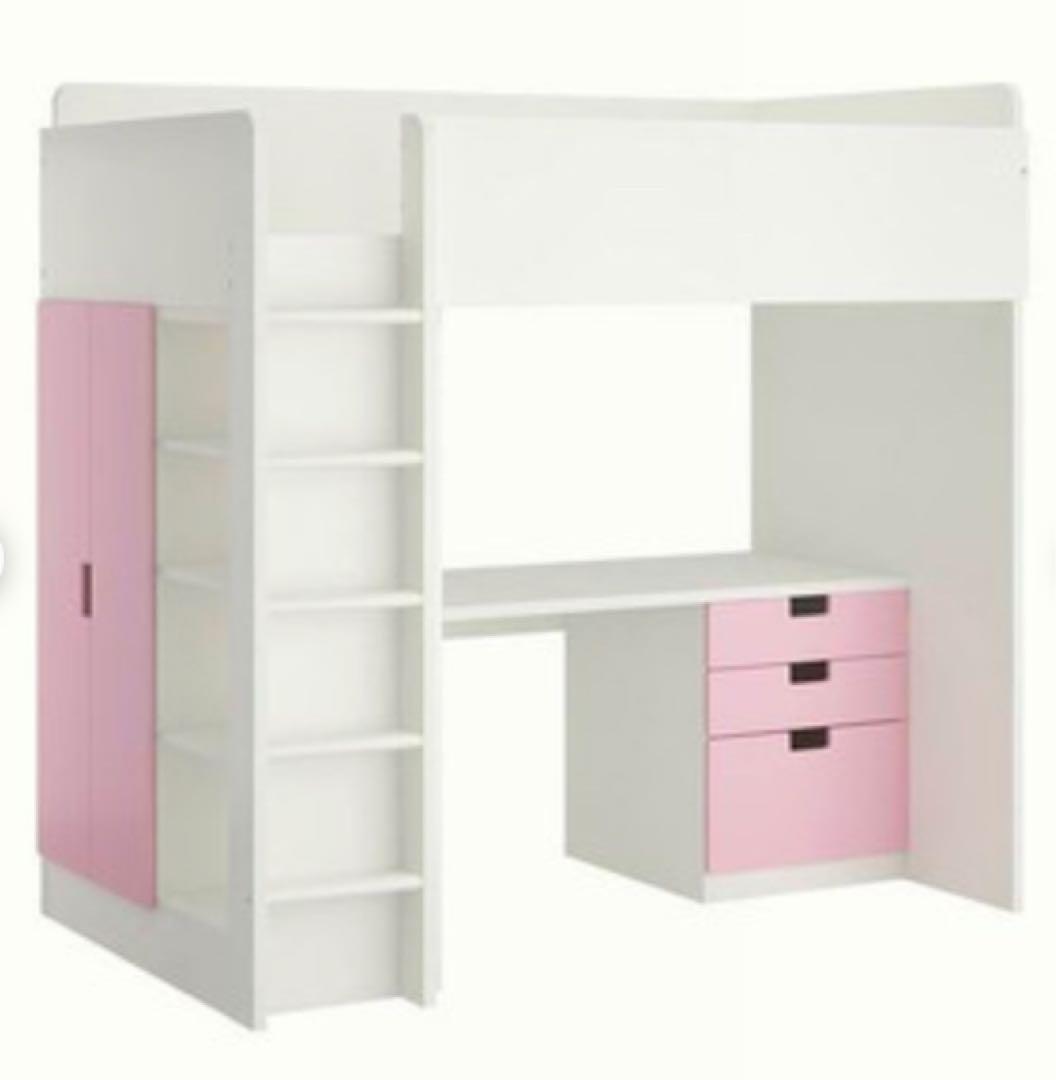 イケア STUVA ロフトベッド ピンク - メルカリ