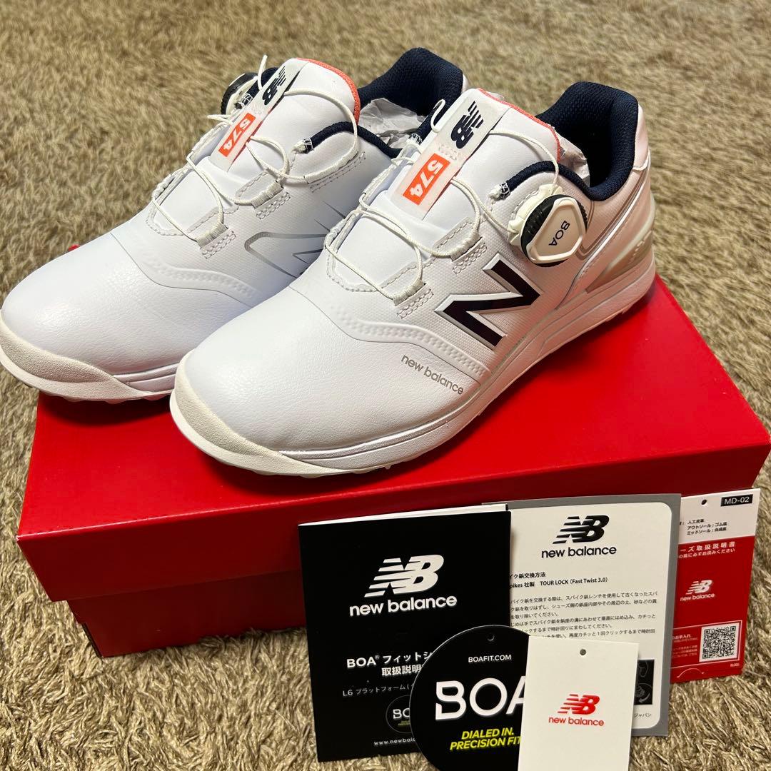 new balance 574 ゴルフシューズ ホワイト
