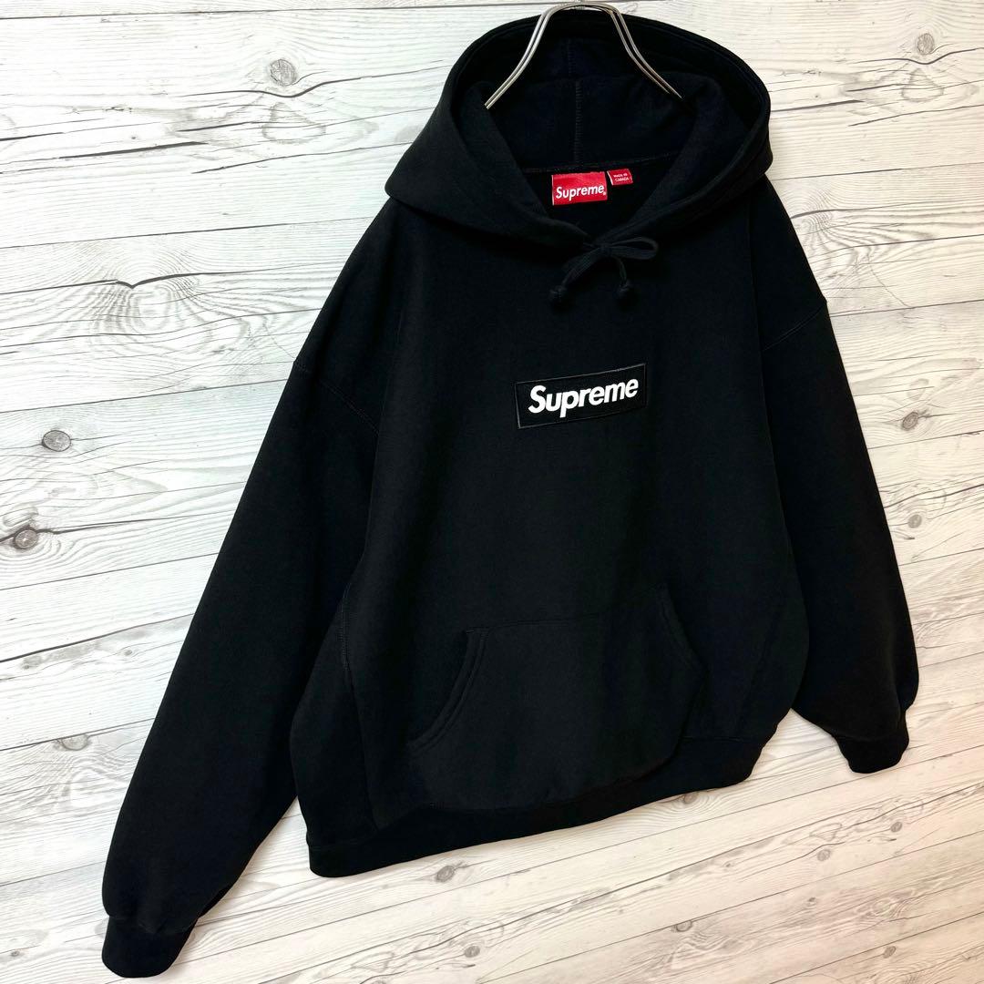 大人気‼︎激レアボックスロゴ‼︎-L】シュプリーム パーカー ブラック