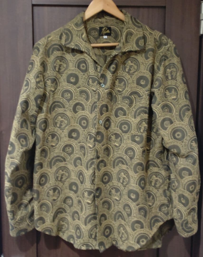 トップス NEEDLES ITALIAN COLLAR SHIRT NEEDLES S/S ITALIAN COLLAR SHIRT MULTI STRIPE JACQUARD BLACK