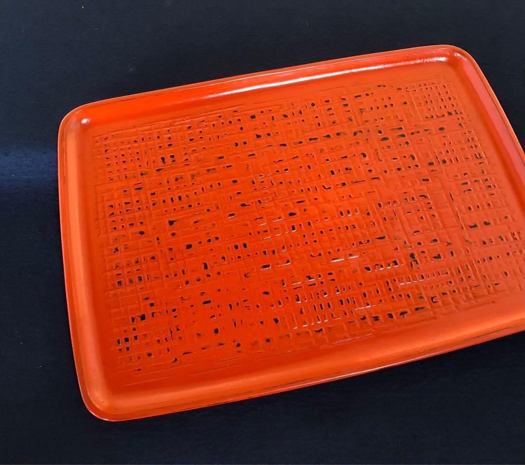 《R》根来塗 胴張 折敷膳5客 木製漆器 木箱　260203く4