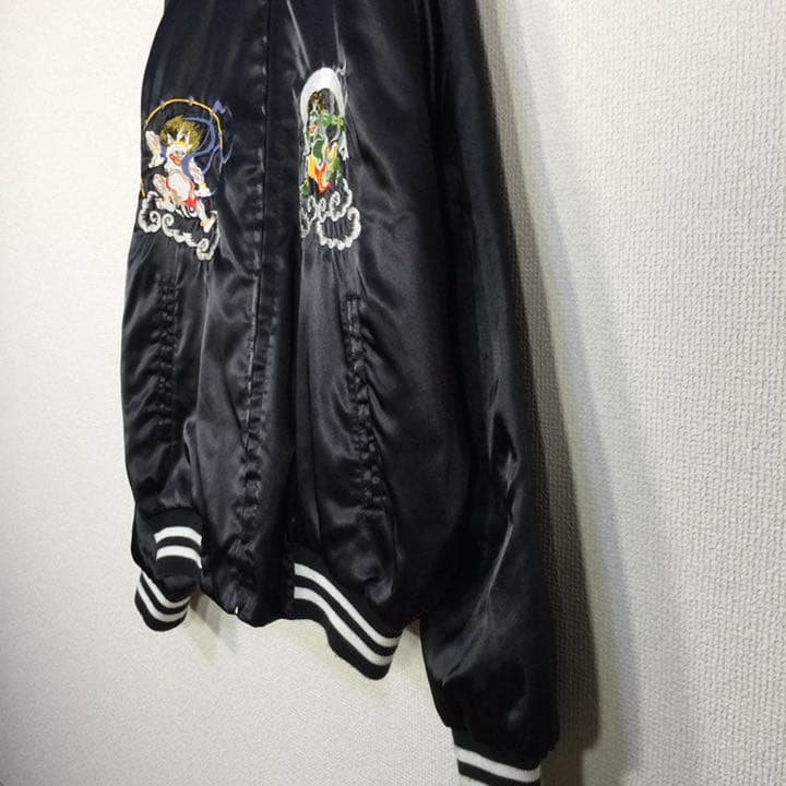 美品】ハンダ洋服店 スカジャン 風神雷神 刺繍 横須賀ジャンパー