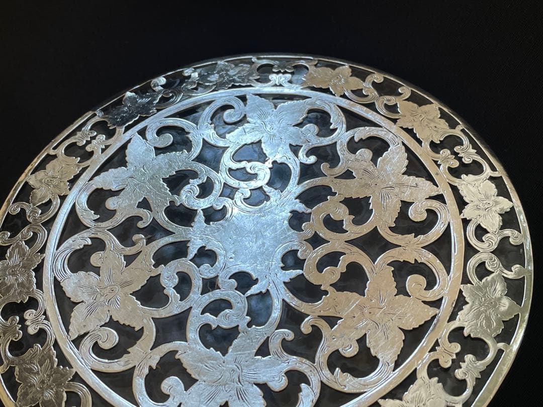 米国製　スターリングシルバー＆ガラス　ポットスタンド