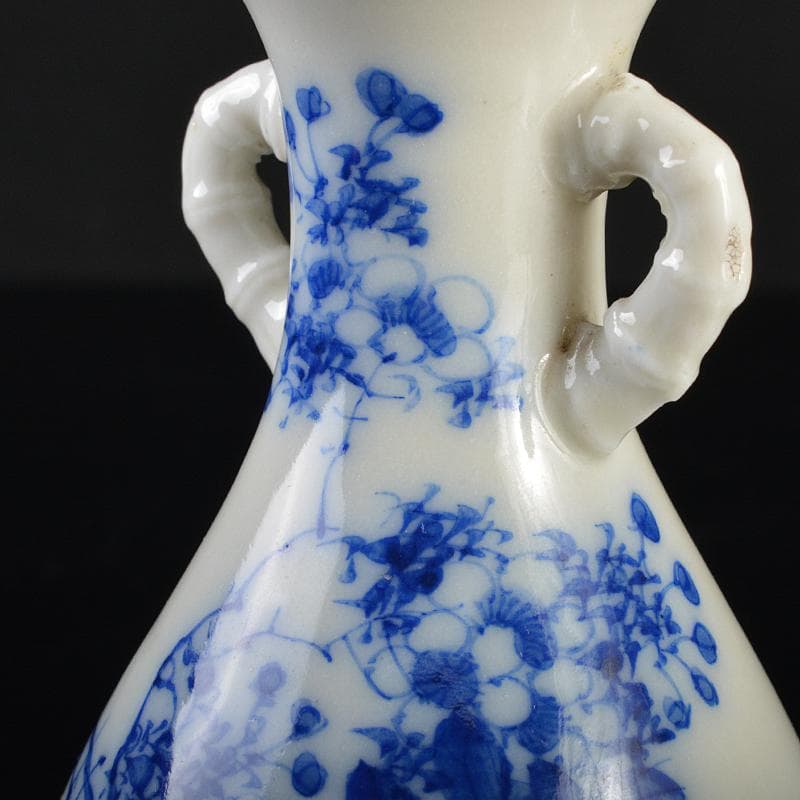 瀬戸焼 古瀬戸 染付 花蝶文 双耳瓶 H R7183 - メルカリ