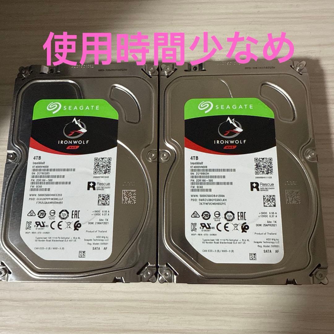 二枚　Seagate IronWolf 4TB HDD ST4000VN008