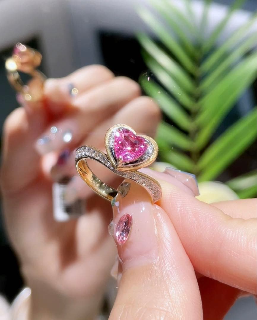 k18 ダイヤモンド　指輪　ピンクサファイア1.08ct 10号