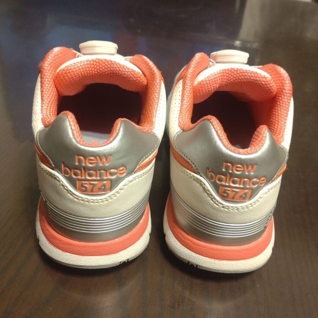 New Balance 574 ゴルフシューズ　24.0cm 　ホワイト　ピンク
