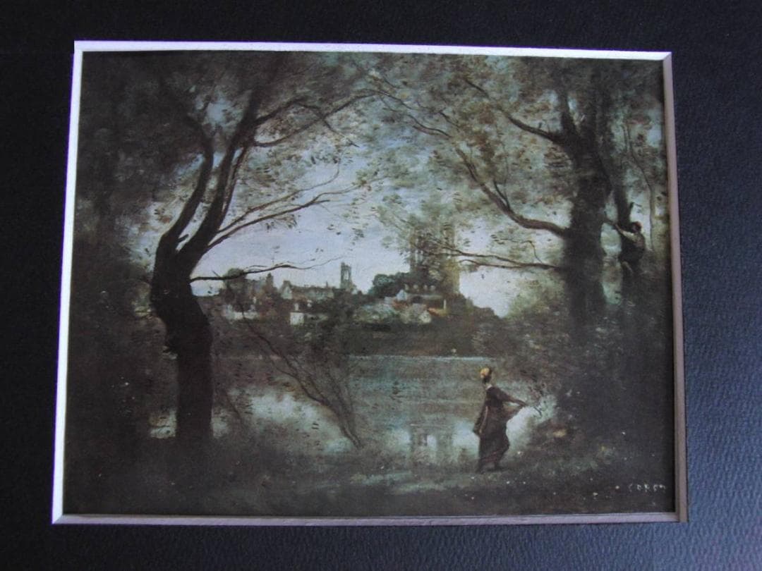 ジャン＝バティスト・カミーユ・コロー、【マント風景】、希少な額装用画集より