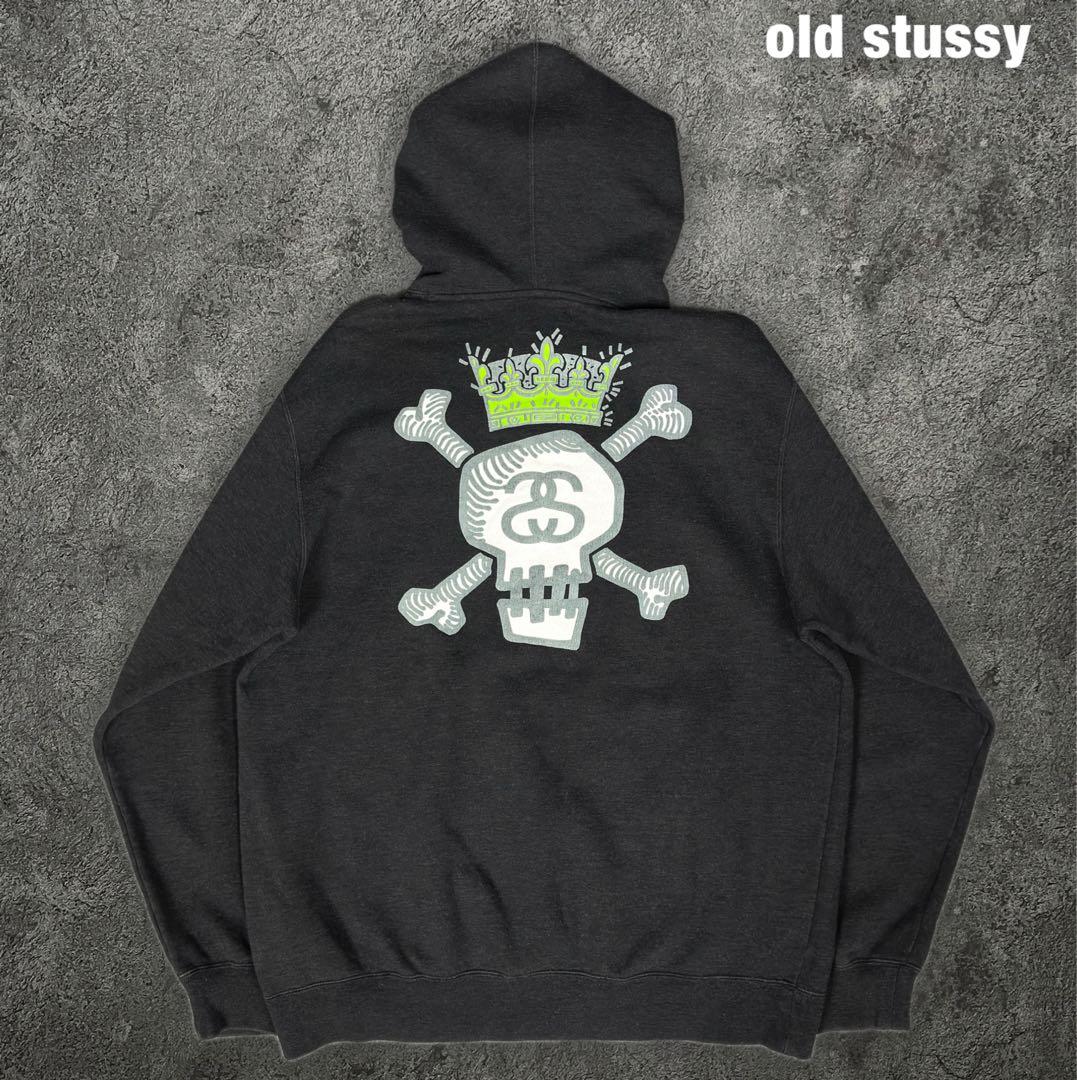 old stussy 90s 00s スカル スウェット パーカー ステューシー