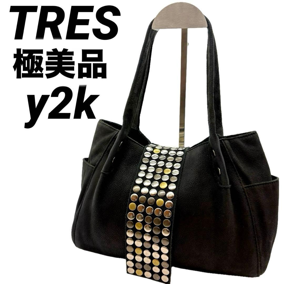 TRES y2k 00s 海外ガール 本革 スタッズ ショルダー バッグ　黒 gossip!ロサンゼルス ショルダーバッグ バッグ Y2K スタッズショルダー