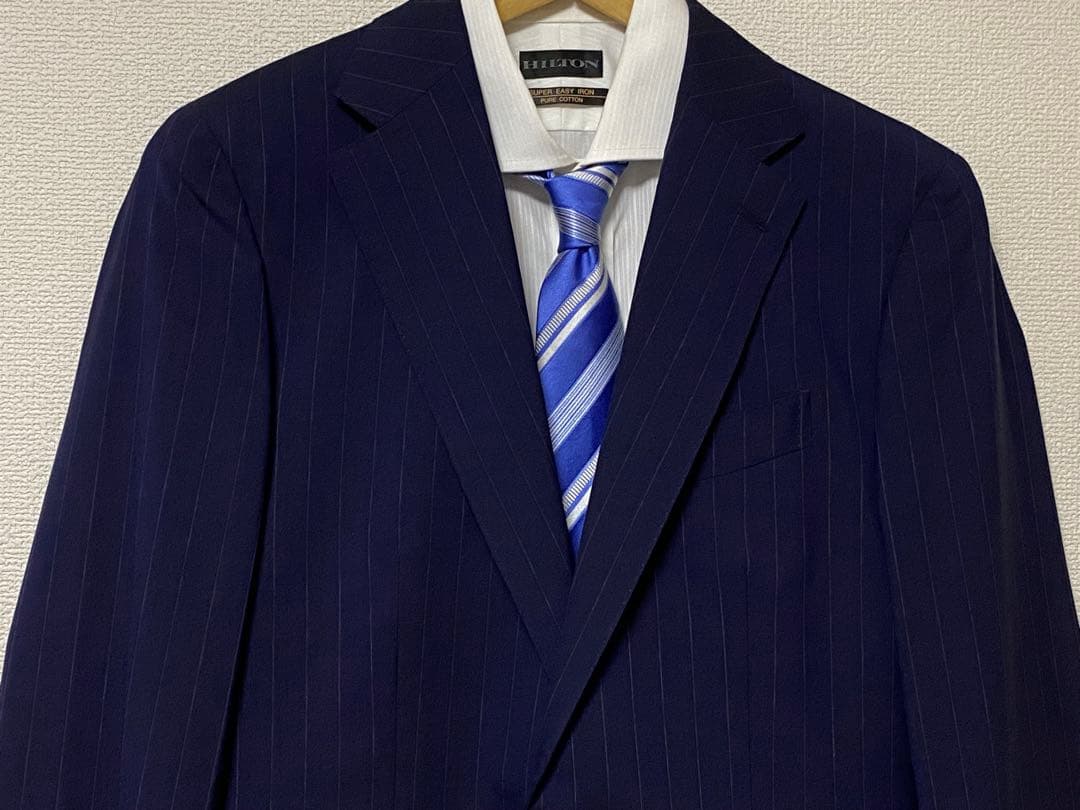新品 ヒルトン ツーパンツ スーツ YA6 ネイビー ストライプ HILTON