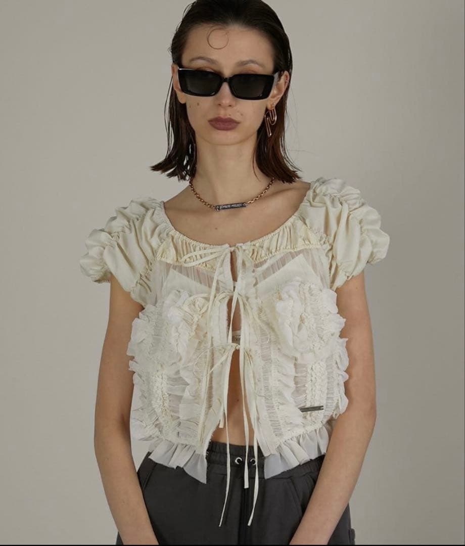 トップス PRANK PROJECT Shirring Puff Sleeve Top PRANK PROJECT（プランクプロジェクト）の「シャーリングパフスリーブ