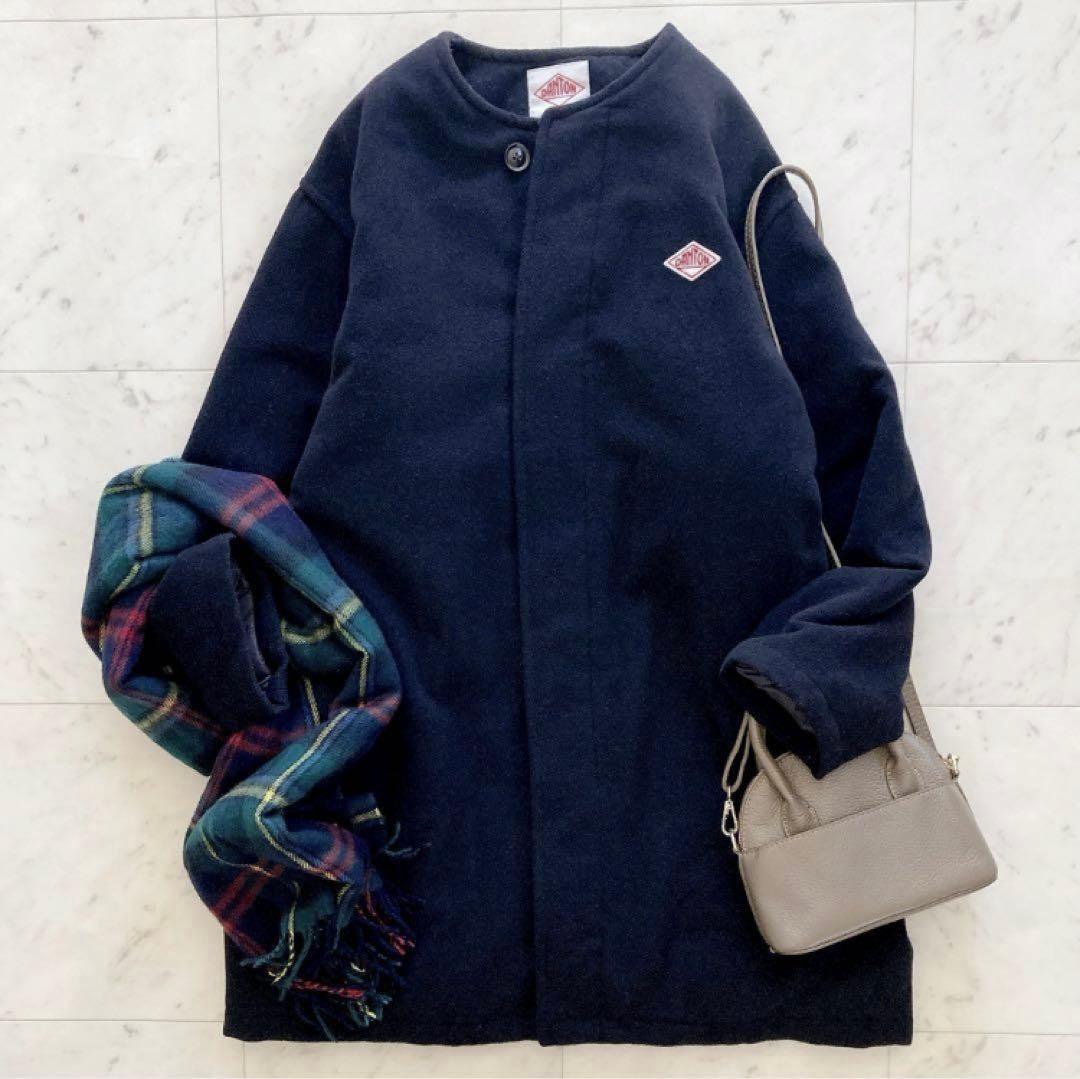 ダントン　レイビームス　モッサノーカラーダウンコート　ネイビー　36