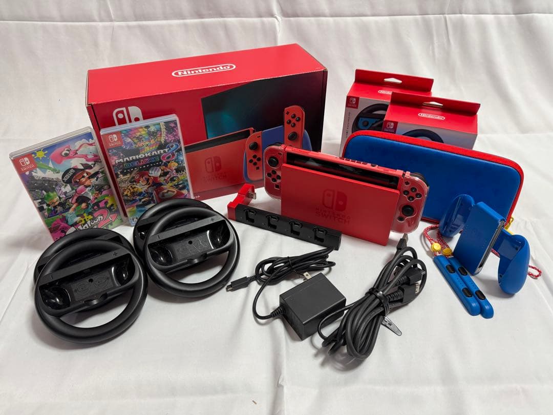 ☆美品☆Nintendo Switch マリオレッド×ブルー本体セット他