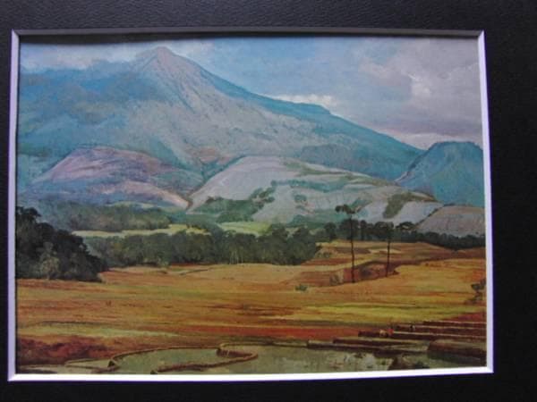 DULLAH（ドラウ）、ラウ山（中部ジャワ）、希少画集画、新品額装付