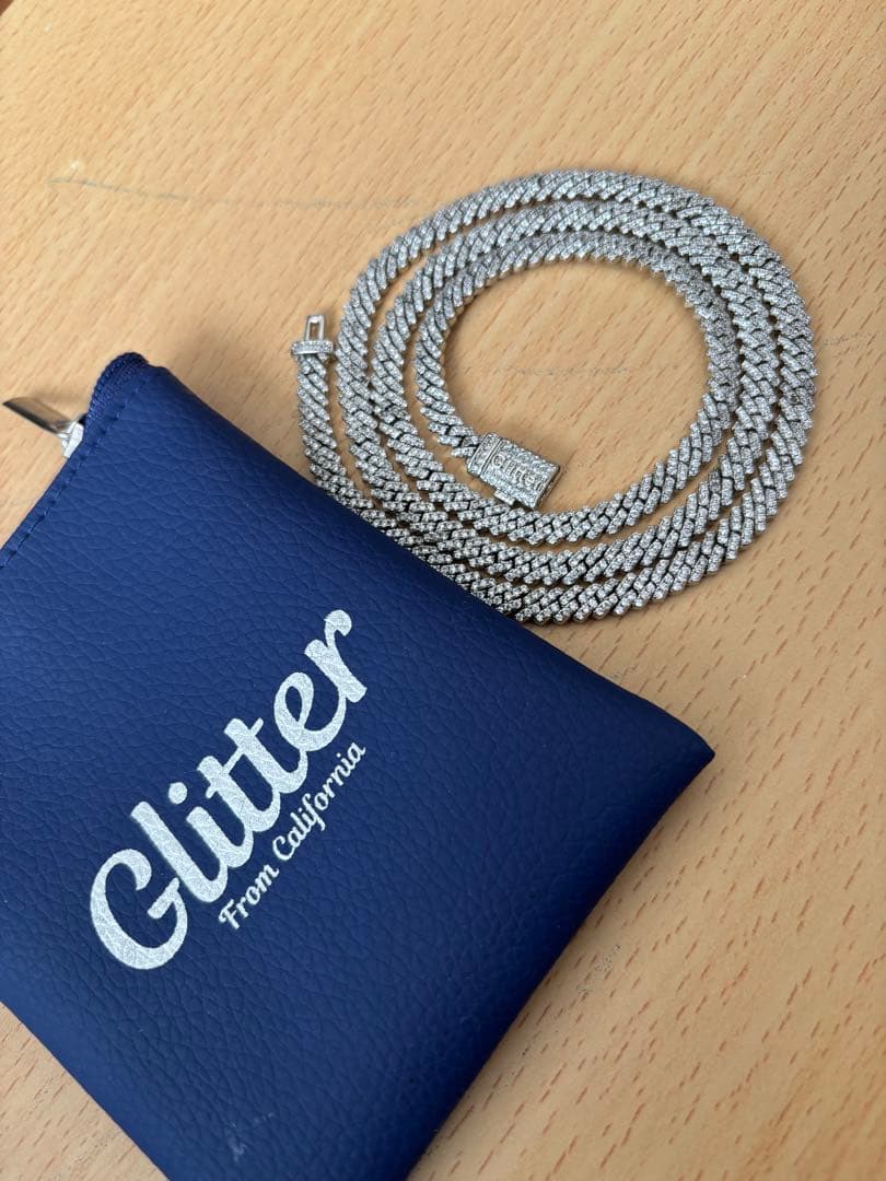 Glitter Iced Out Prong Chain 長さ60cm太さ5mm