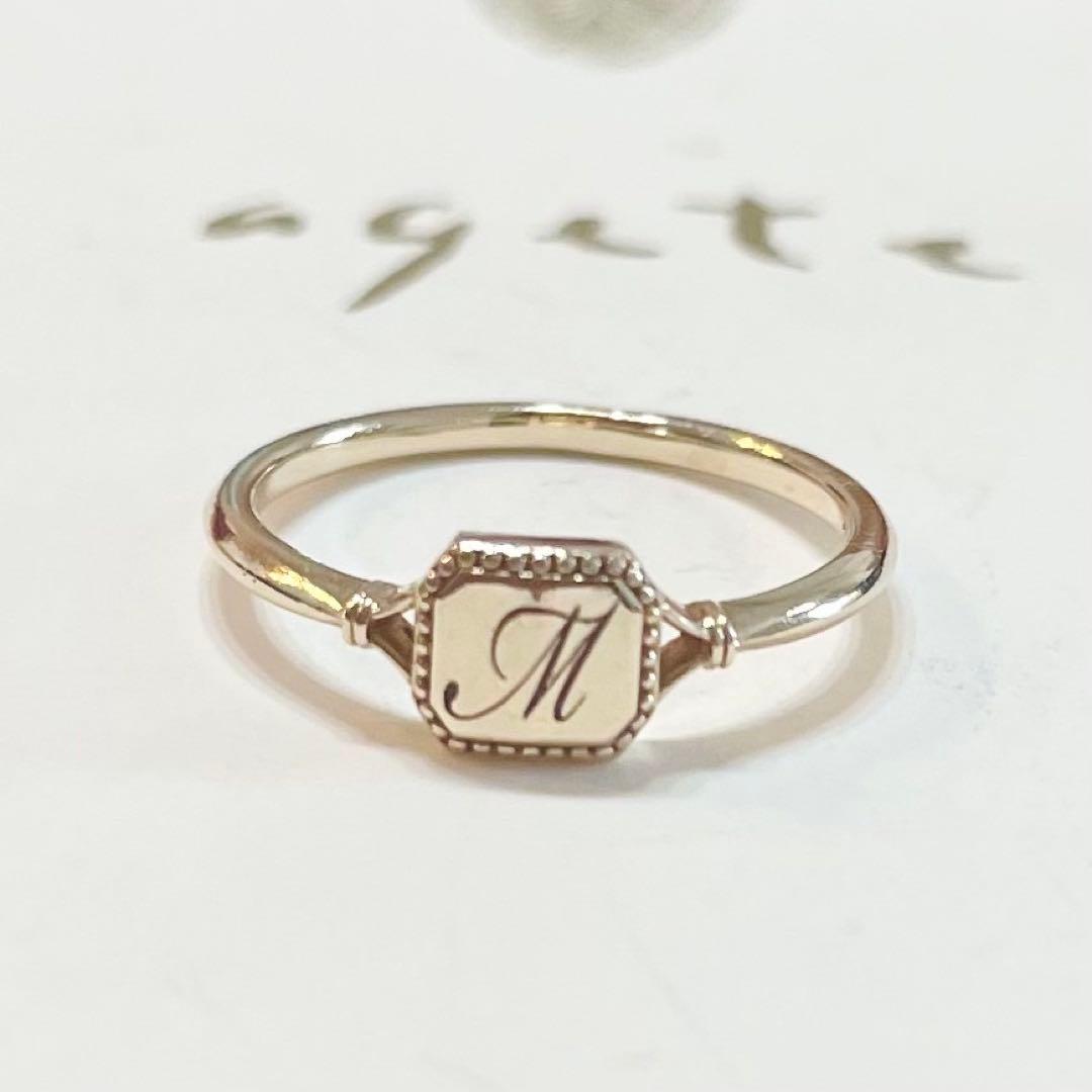 【agete】アガット K10 シグネット リング ピンキーリング 1号