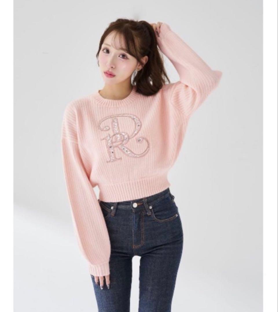 darich ダーリッチ　DRビジューボリュームリブニットトップス　ピンク Darich（ダーリッチ） ニット セーター DRビジューボリューム