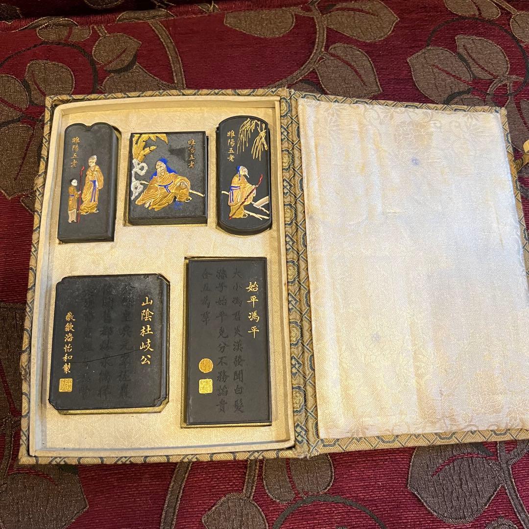 中国書画墨　小五老図古墨　未使用　5点組　中国書道具徽墨 新古美術 玄清堂 | 厳選された美術品を世界遺産「石見銀山」がある島根