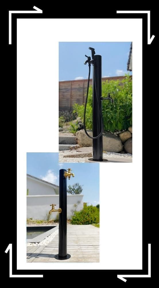 ステンレス鋼円形立水栓（蛇口：上C+下C） - 凍結防止屋外用水栓