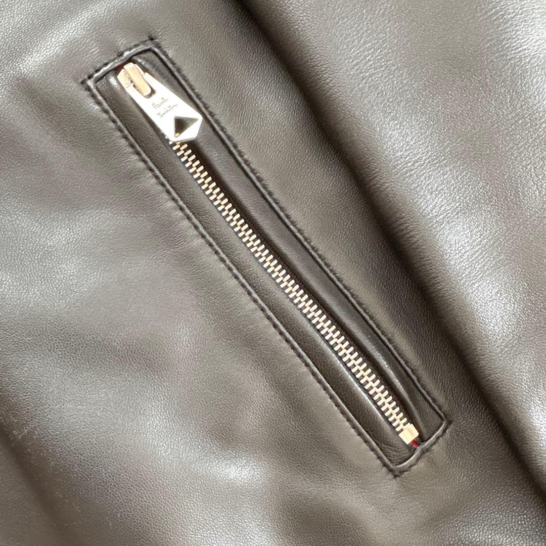 Paul Smith ブラックレザーシングルライダースジャケット Mサイズ