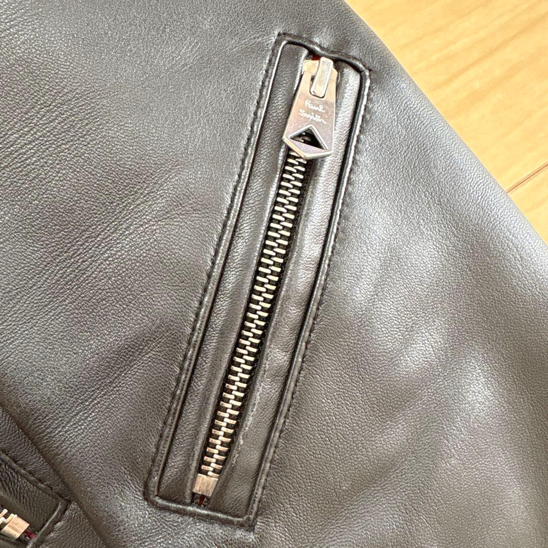 Paul Smith ブラックレザーシングルライダースジャケット Mサイズ