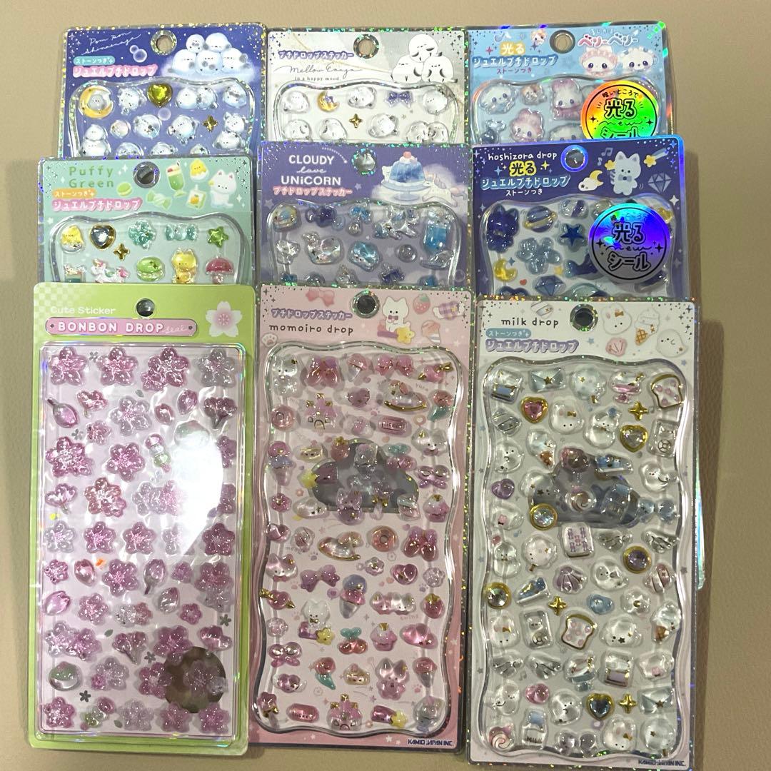 【正規品】ボンボンドロップシール　ジュエルプチドロッププチドロップステッカー9枚