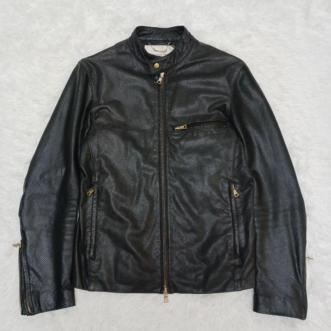 ✨美品✨希少デザイン✨ビームス　パンチング　シングルライダース　ブラック　M アウターフェア対象品】本革ラムレザーライダース｜B:MING by BEAMS