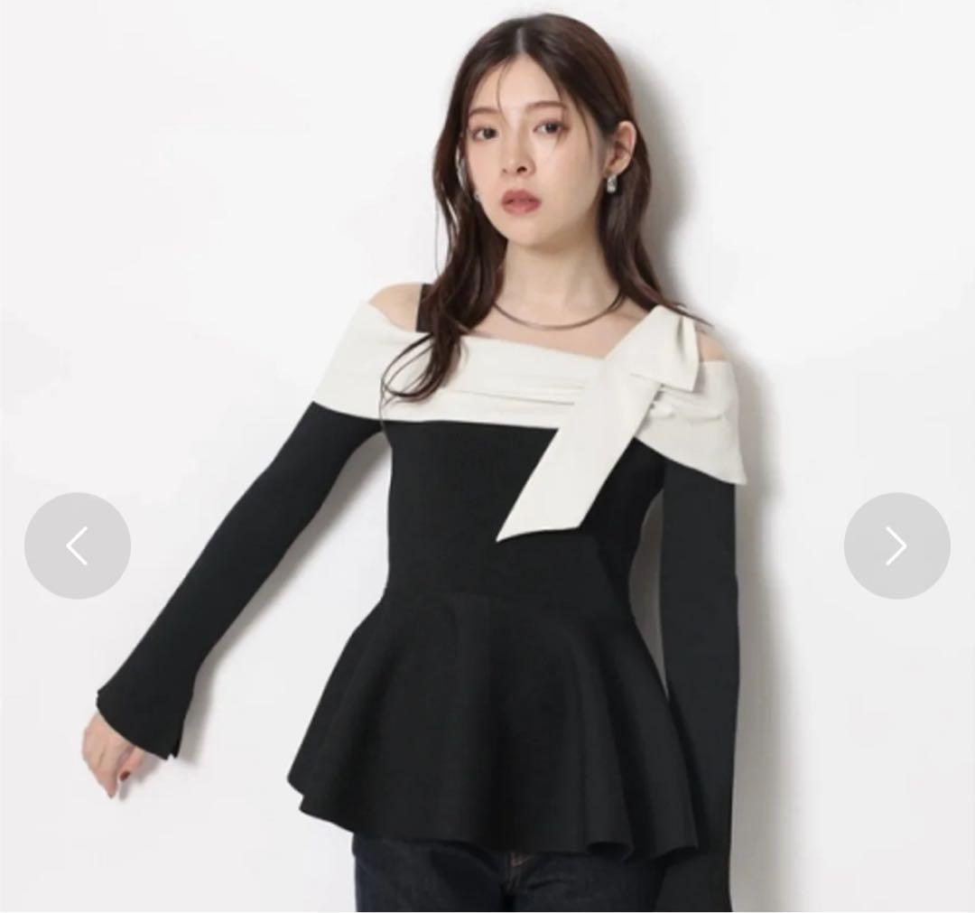 【新品試着のみ】リランドチュール♡オフショルリボンドッキングニット