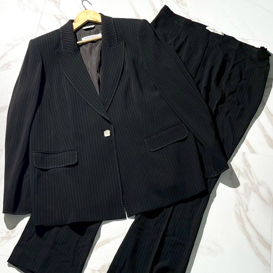 【未使用級✨】マリナリナルディ スーツ セットアップ 黒 ストライプ 23