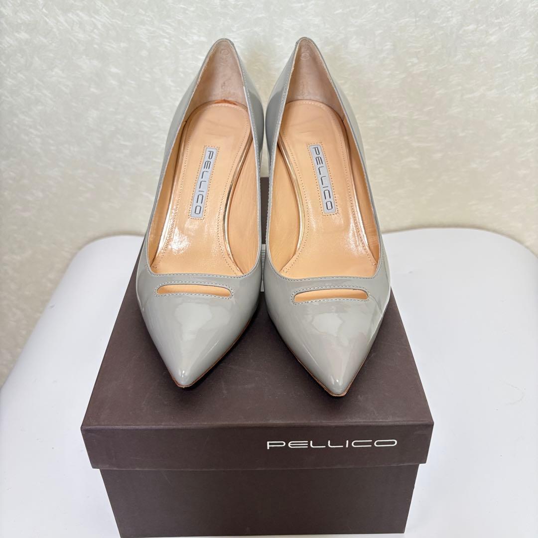 PELLICO ペリーコ パンプス グレー カットアウト エナメル 23 靴
