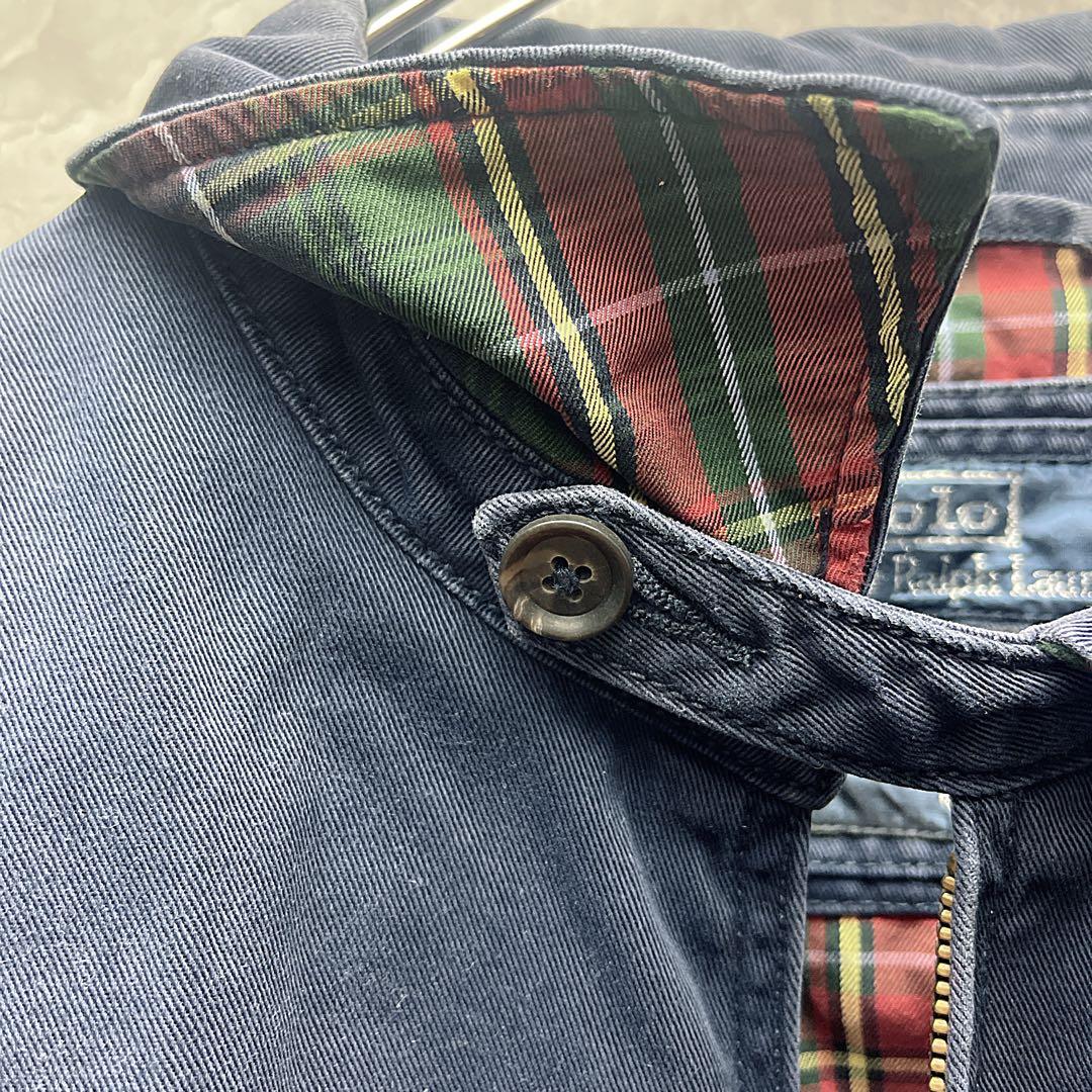 90s〜00sポロ ラルフローレン スイングトップ L 紺 フェード チェック