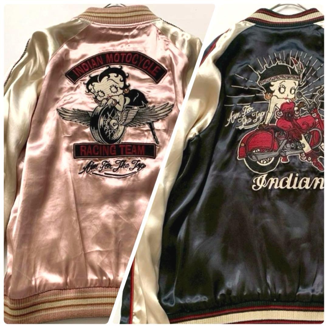 【またしち】インディアン×ベティブープ リバーシブル 刺繍 スカジャン またしち様専用】インディアン×ベティブープ リバーシブル 刺繍