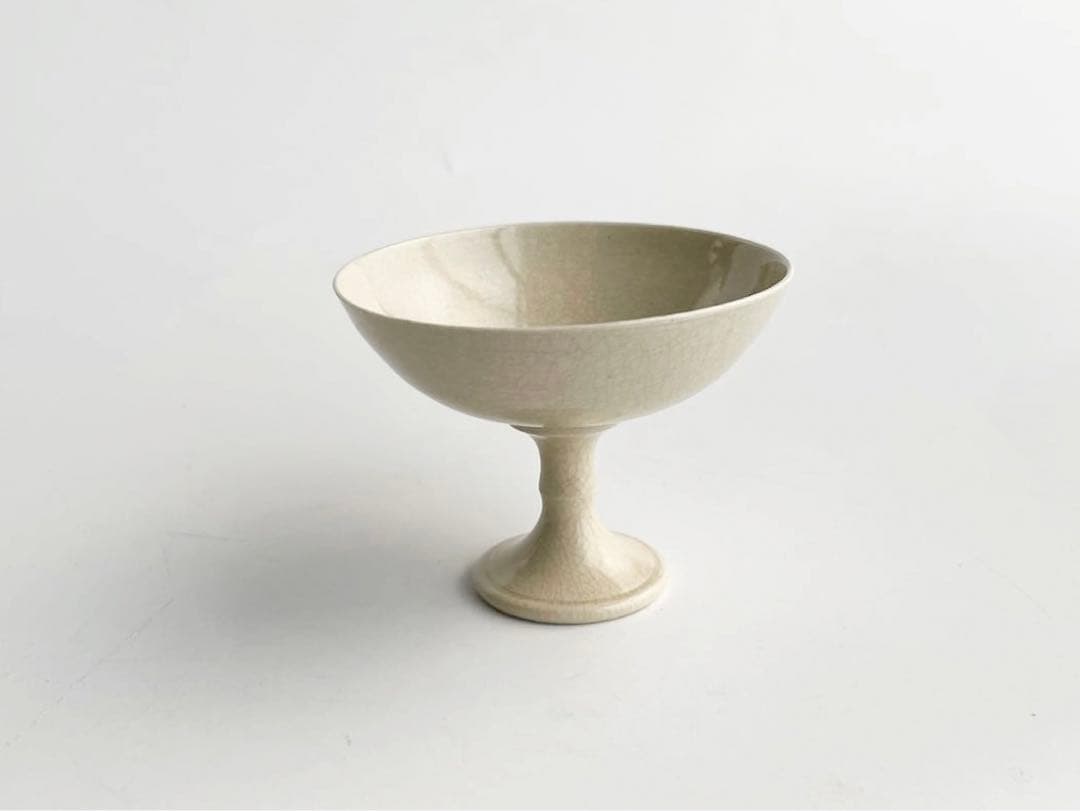 陶芸家　川瀬忍　白磁　脚杯　馬上杯　高脚杯　共箱