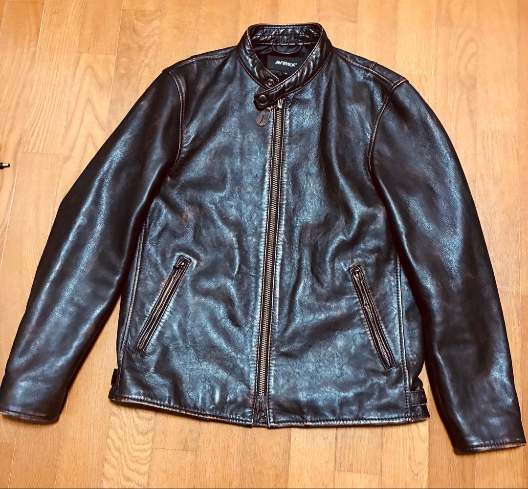 本日8日限定値下げ！AVIREX シングルレザージャケット羊革XL AVIREX（アヴィレックス） Retro Grade レトログレード シープレザー