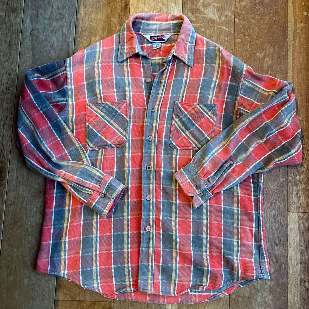 80s USA製 BIGMAC ヘビネル 好配色 ネルシャツ フェード 好配色チェック 80s ビンテージ BIG MAC ビッグマック ネルシャツ USA