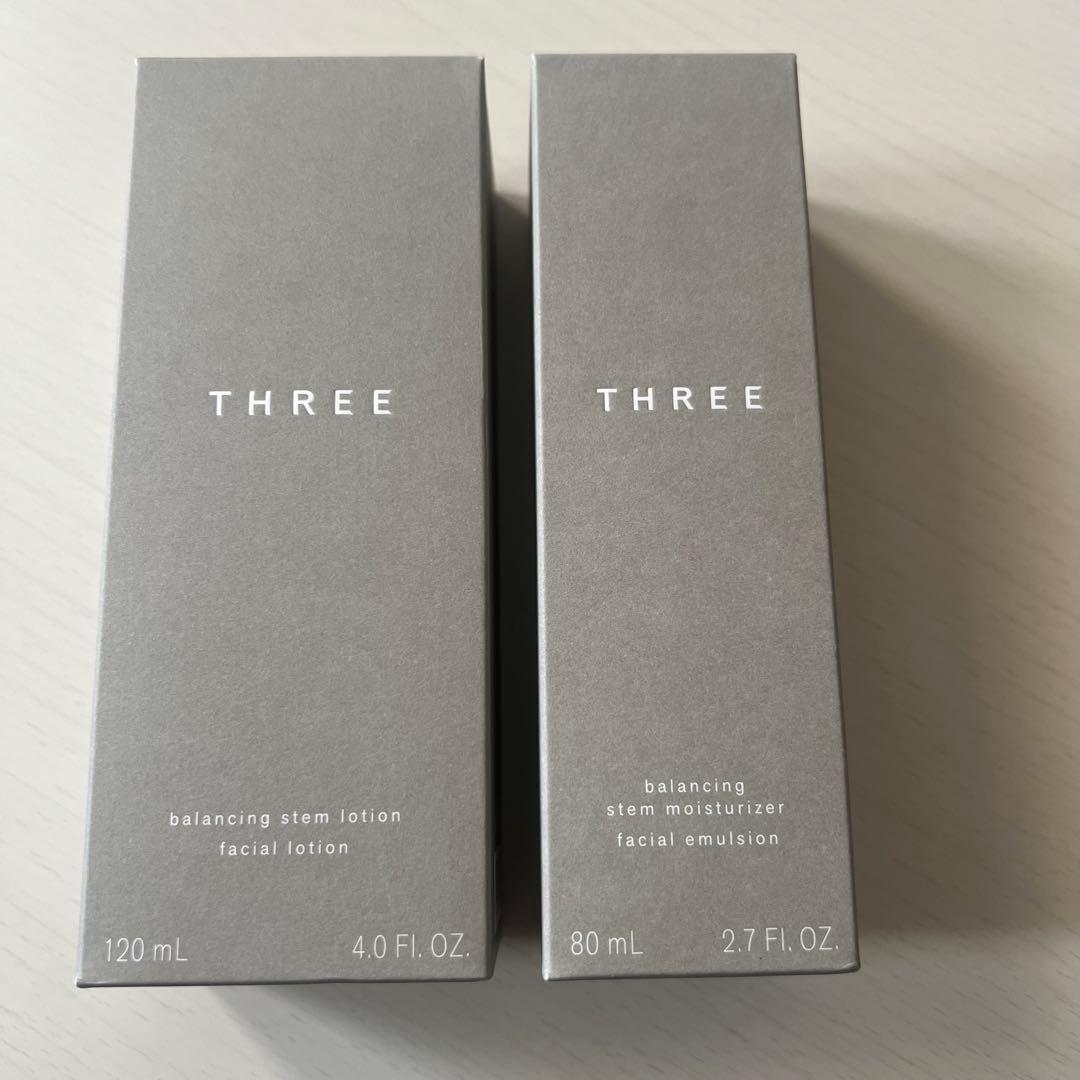 three 化粧水乳液セット　ステムライン