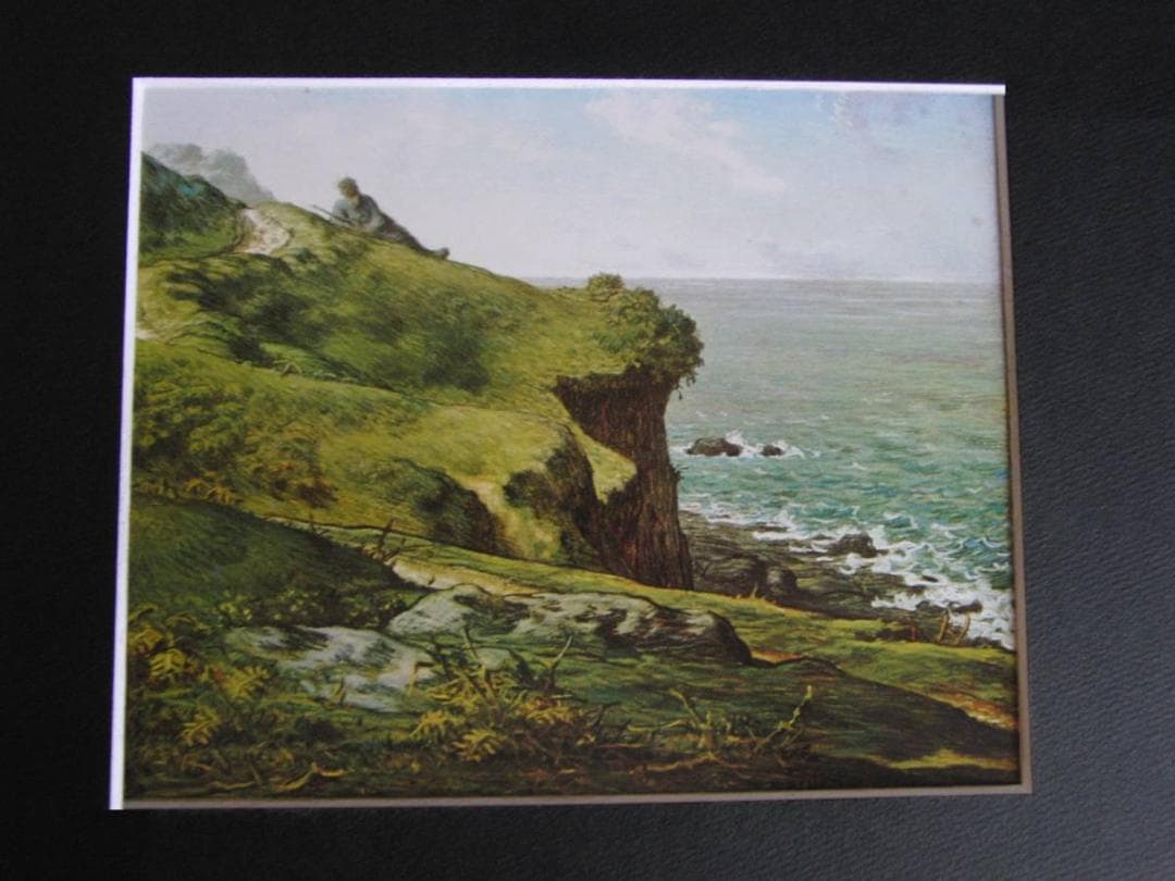 ジャン＝フランソワ・ミレー、【グレヴィルの断崖】、希少な額装用画集より