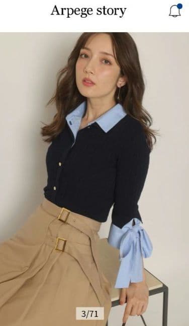 【新品未使用タグ付】Apuweiser-riche　袖りぼんレイヤードリブニット