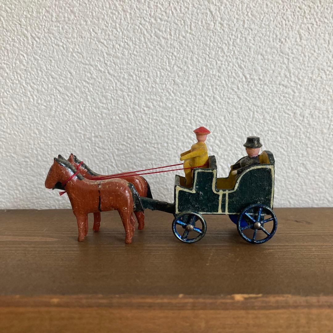 WF-35 ドイツアンティークミニチュア小さな小さな木製馬車＆素敵な建物