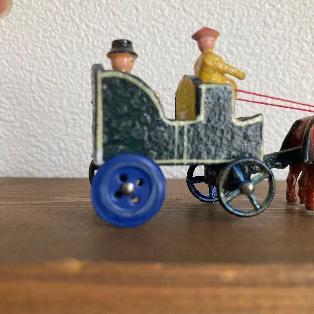 WF-35 ドイツアンティークミニチュア小さな小さな木製馬車＆素敵な建物