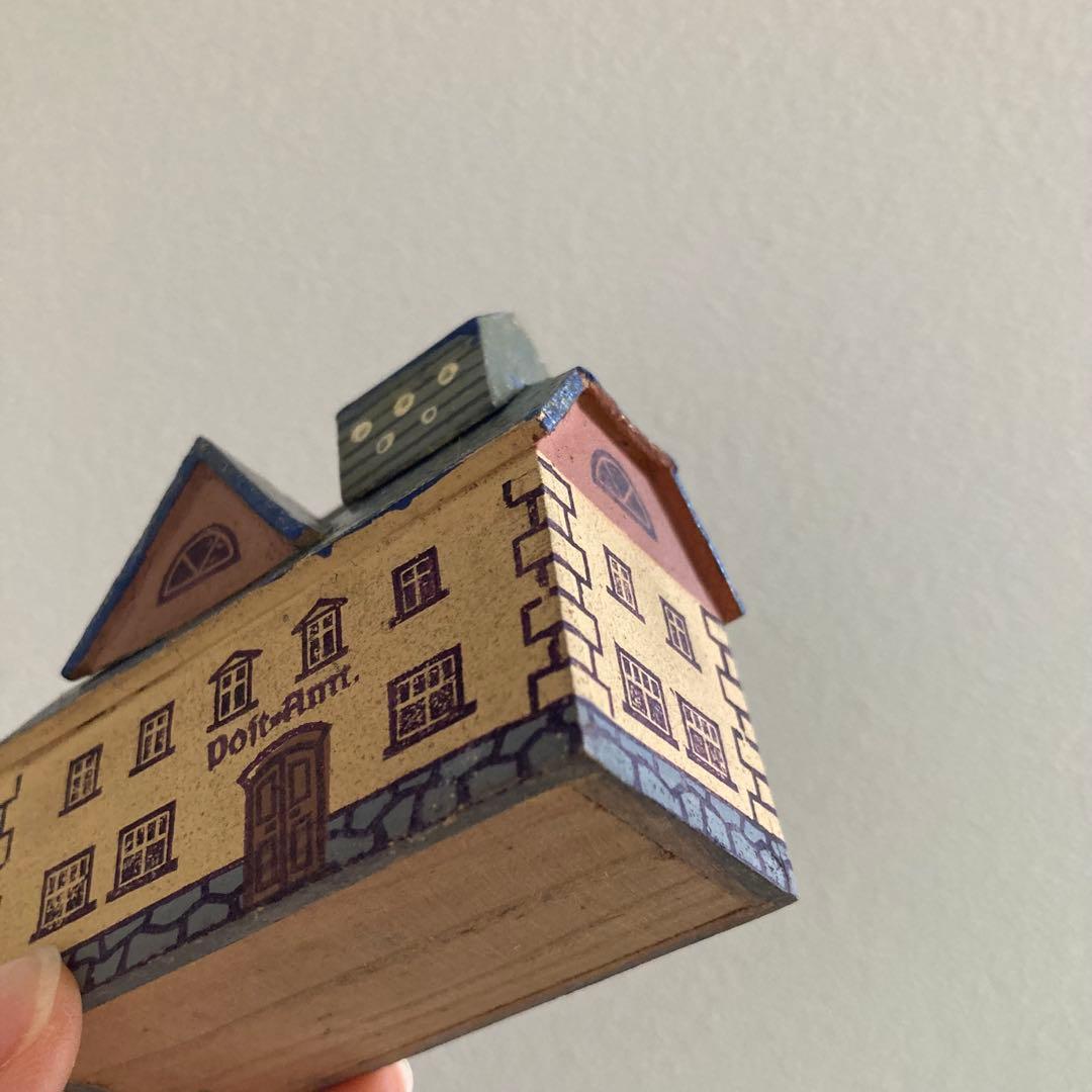 WF-35 ドイツアンティークミニチュア小さな小さな木製馬車＆素敵な建物