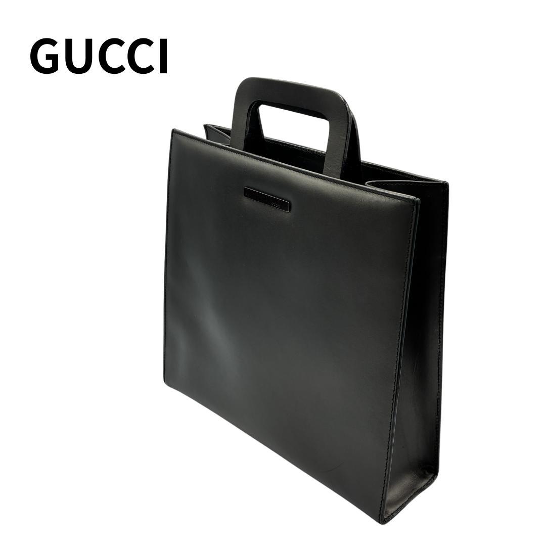 GUCCI グッチ レザートートバッグ ブラック A4収納可