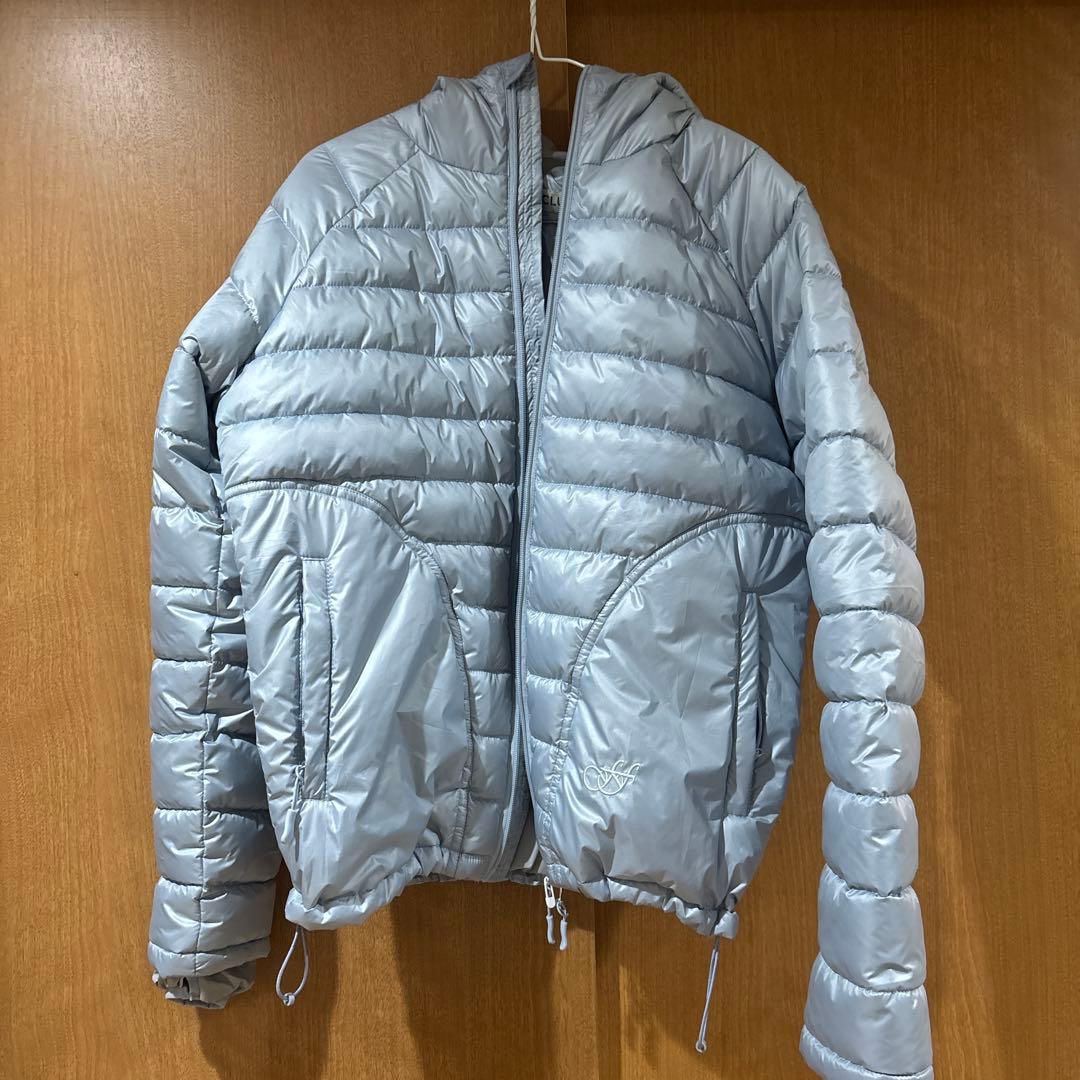 水色 ダウンジャケット ドローコード付き