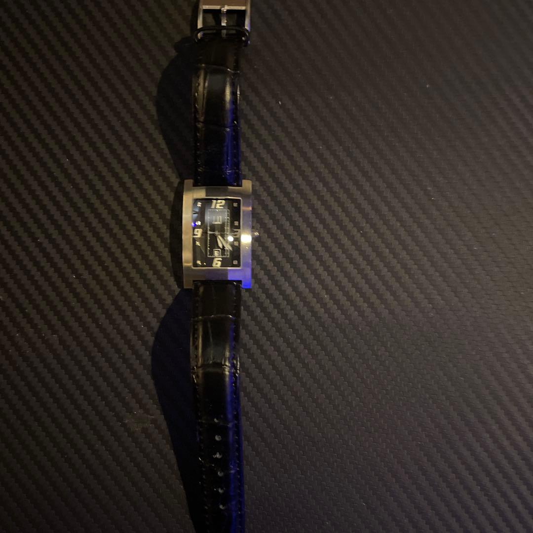 Dunhill ブラックレザー クォーツ時計