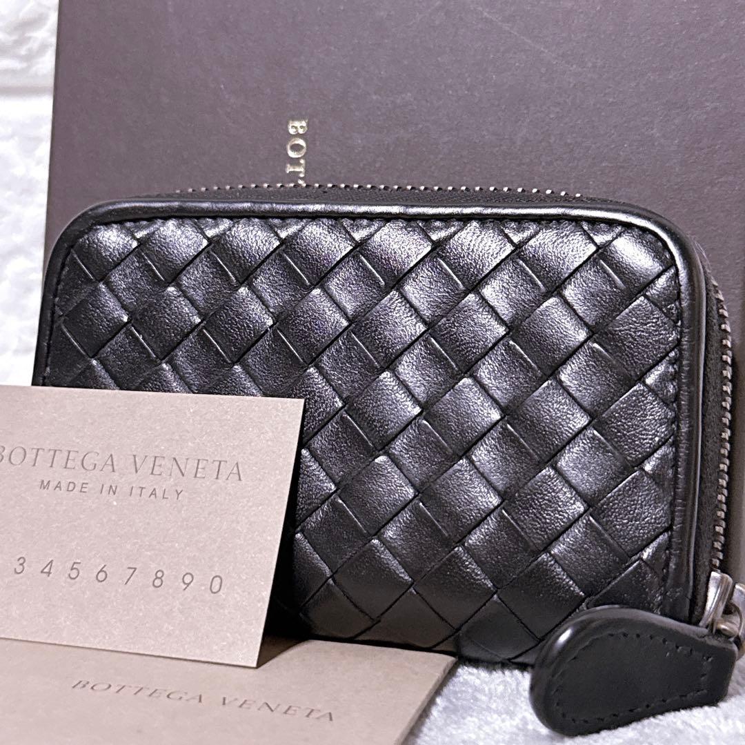 【美品】ボッテガヴェネタ ケース ラウンド イントレチャート 黒 メンズ