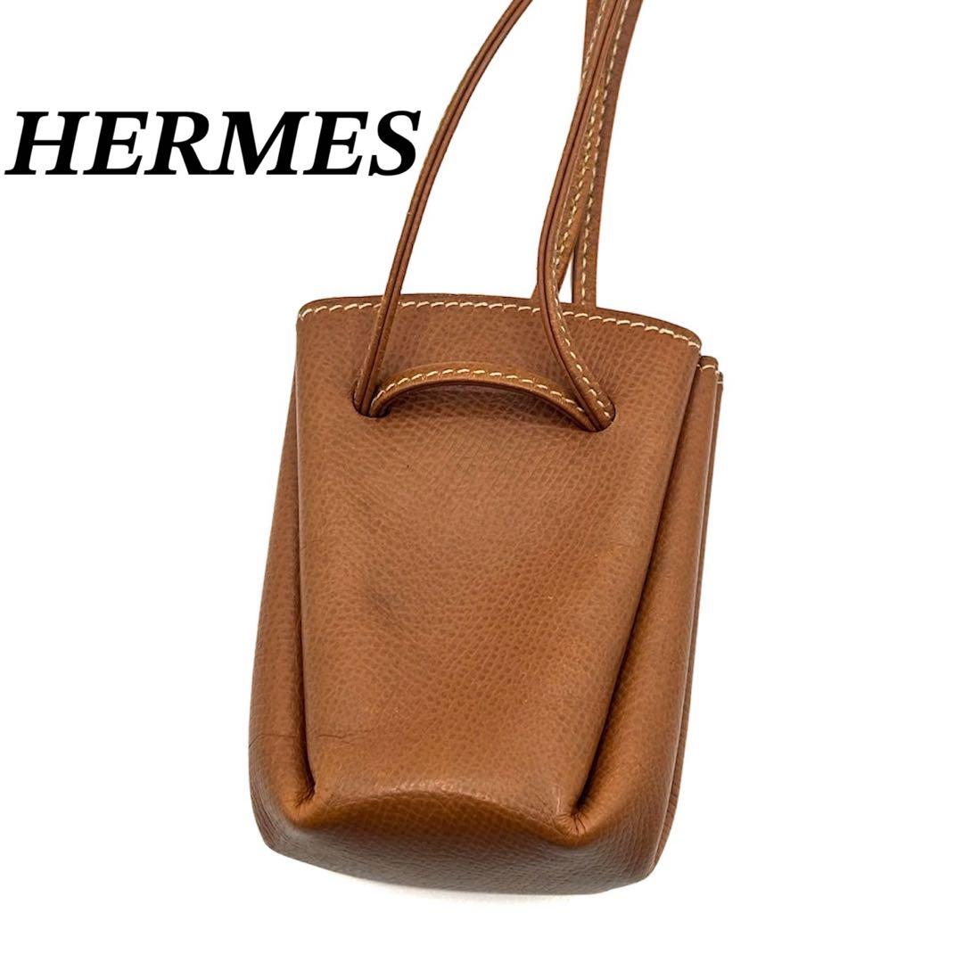 HERMES エルメス　ヴェスパポーチ　ミニバッグ　ポーチ　ブラウン　A刻印 楽天市場】HERMES エルメス ヴェスパポーチ 巾着型 ミニポーチ 小物
