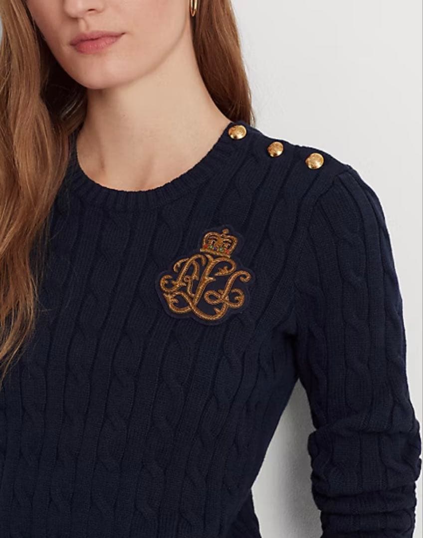 ローレン ケーブルニット ラルフローレン シグネチャーニット ネイビー M