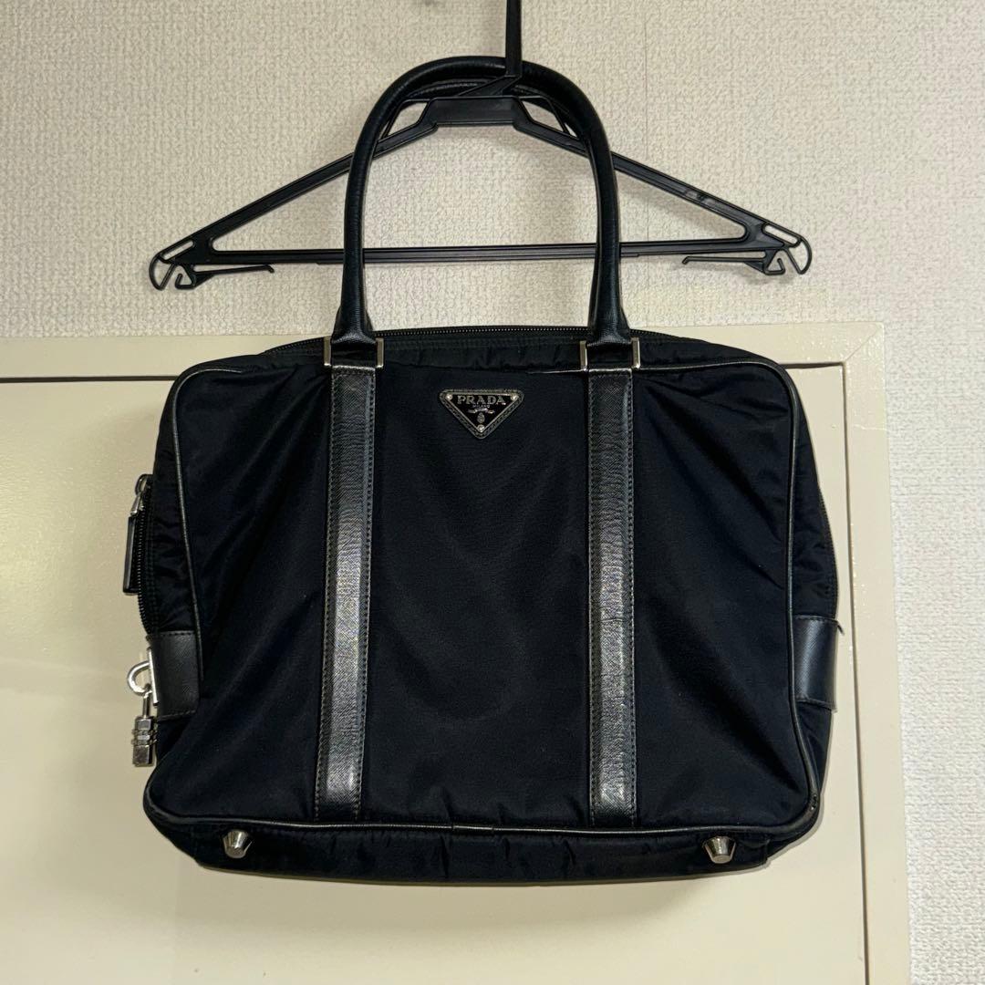 PRADA プラダ ビジネスバッグ ナイロン×サフィアーノ レザー ブラック 黒