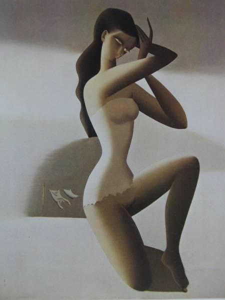 東郷青児、洗濯物、希少画集より、新品額装・額装付、版上サイン入り 東郷青児、洗濯物、希少画集より、新品額装・額装付、版上サイン入り